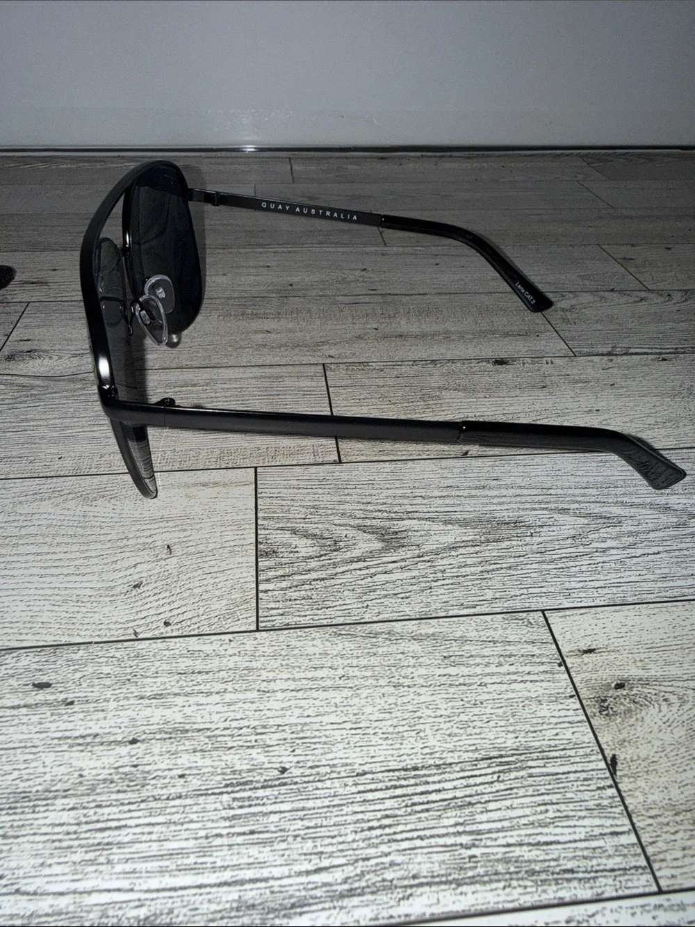 New Quay Australia Black Metal Aviator Sunglasses